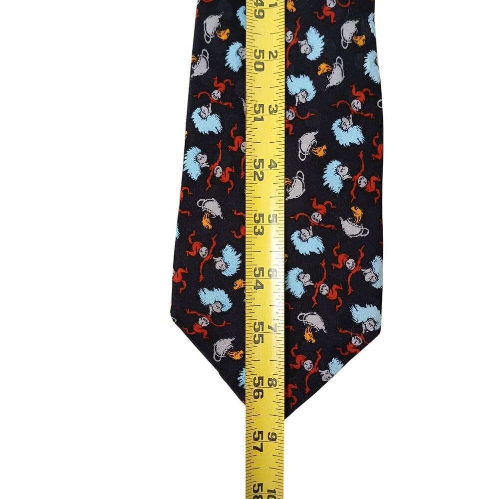 1996 Dr Seuss Tie Cat In The Hat Silk Thing 1 2 Blue Necktie Goldfish Collector - Picture 7 of 9